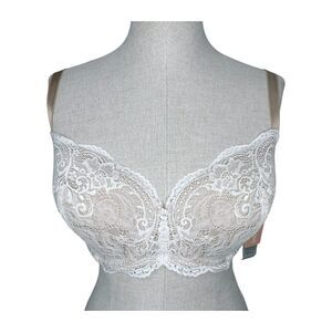 NWT ThirdLove Bra sz 32F * 24/7 Lace Balconette Underwire Memory Foam Cups White